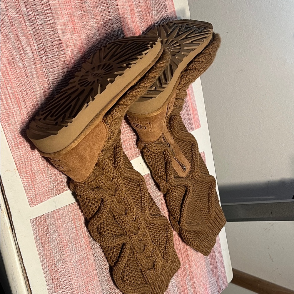 UGG Women's Tan Cable Knit Boots